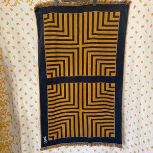 Vintage Yves Saint Laurent x Fieldcrest Towel – 70s Geometric Navy & Mustard